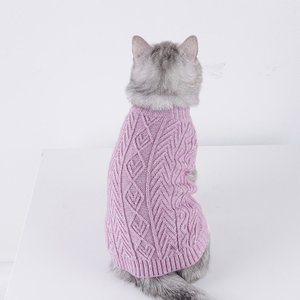 Custom Custom Cat Winter Clothing Solid Cable Puppier Kitty Knitted Jumpers