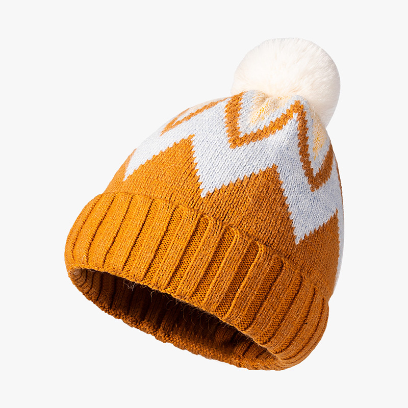 Casual Pompon Design Comfortable Simple Jacquard Knitted Hat