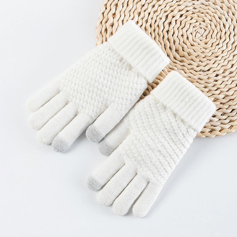 Classic Knitting Style Multi Color Optional Contact Gloves